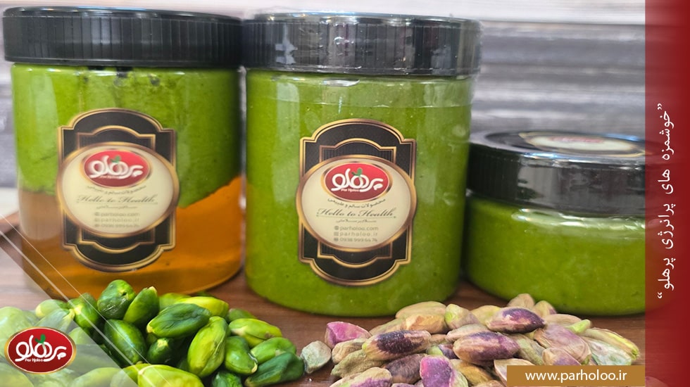 شیر پسته نیمه آماده پرهلو با پسته خالص و عسل طبیعی برای خرید | پرهلو
