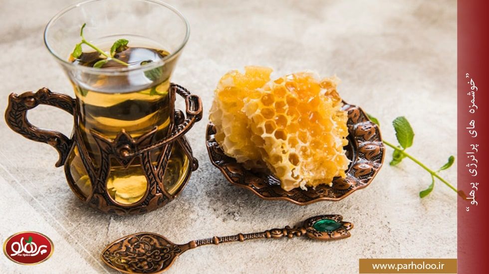 عسل کنار طبیعی با خواص دارویی | پرهلو عسل کنار طبیعی در ظرف شیشهای | پرهلو
