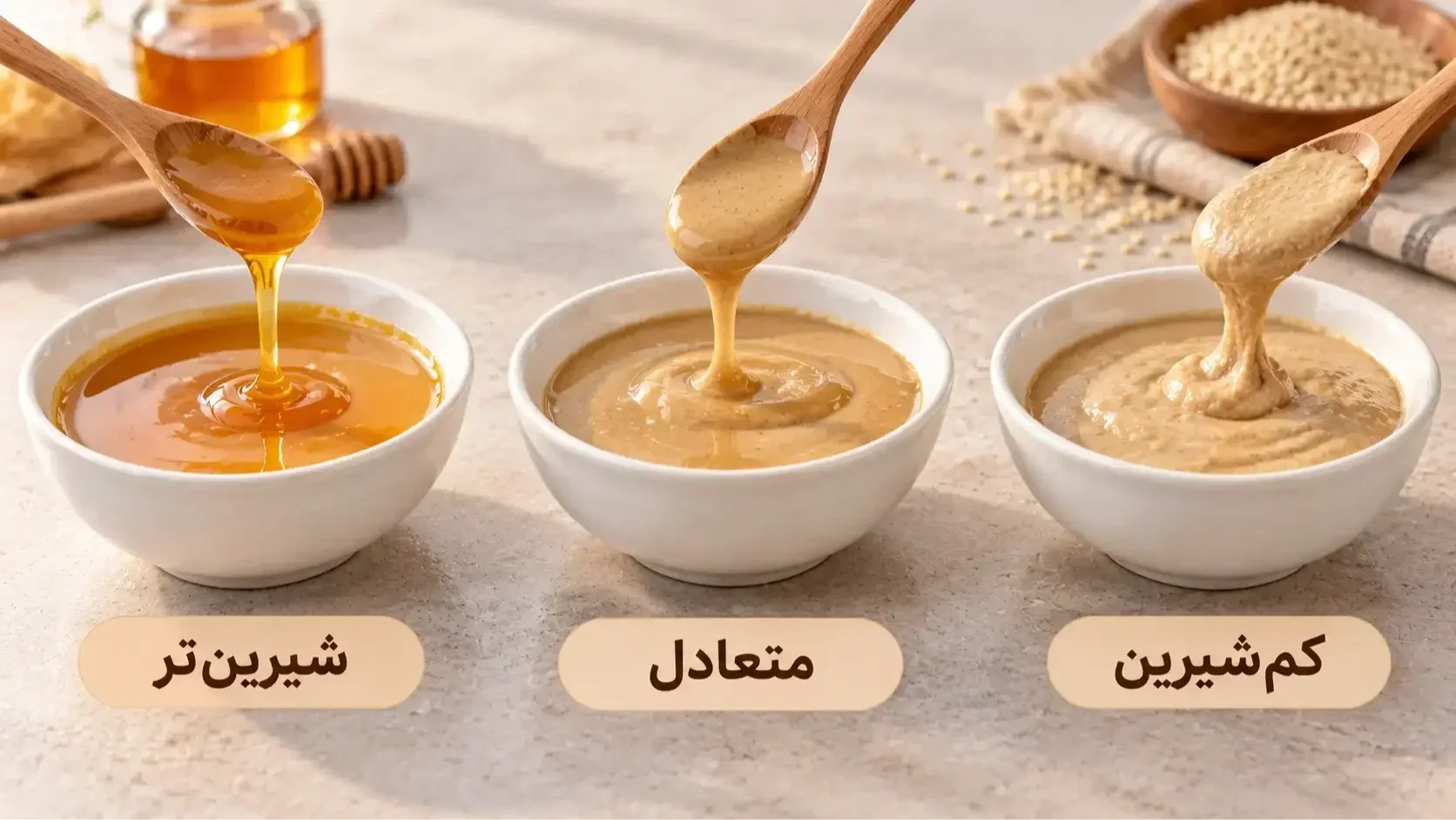 مقایسه بافت و میزان شیرینی ارده عسلی در سه نسبت مختلف